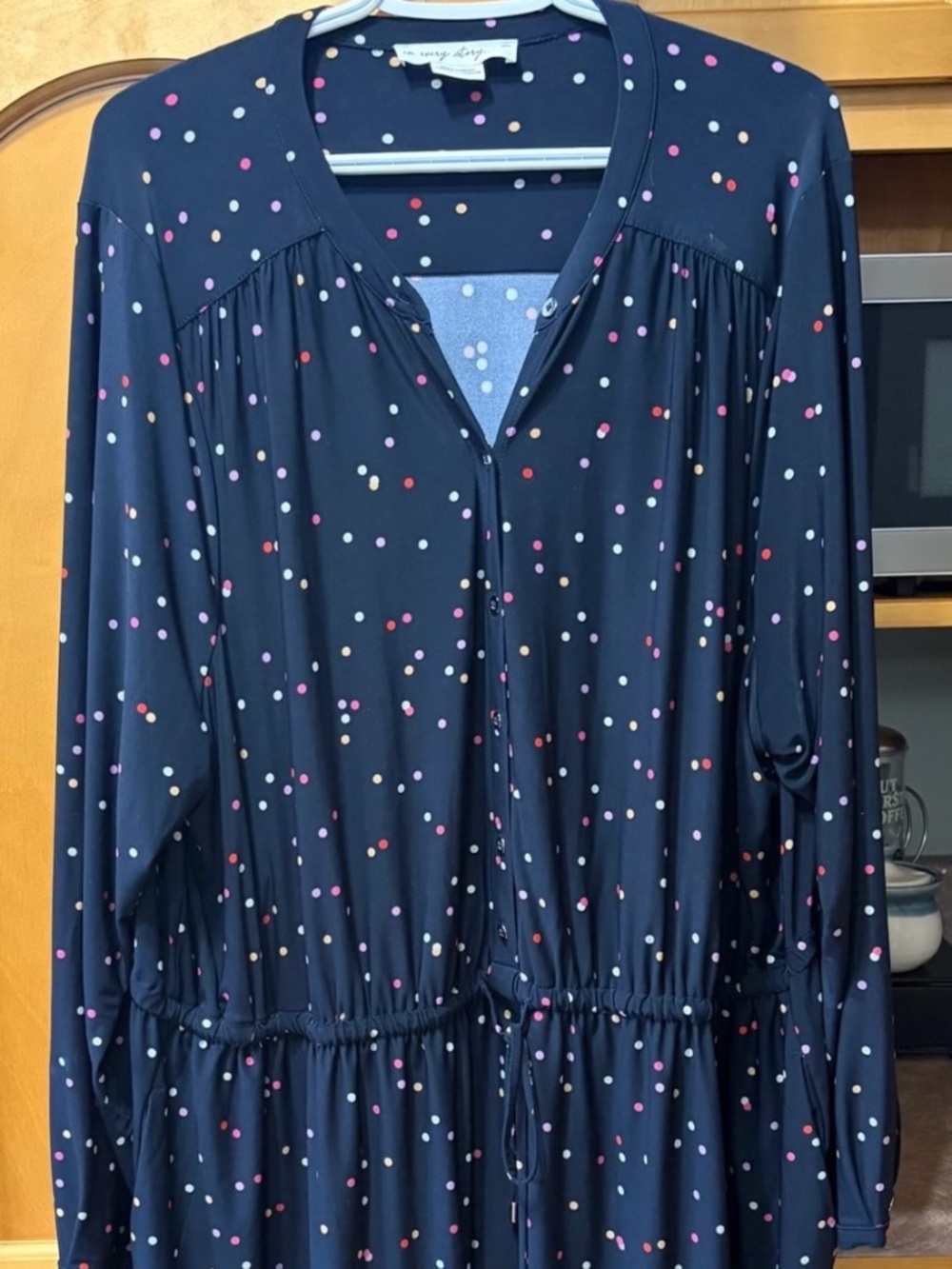 Navy Polka Dot Midi Dress
